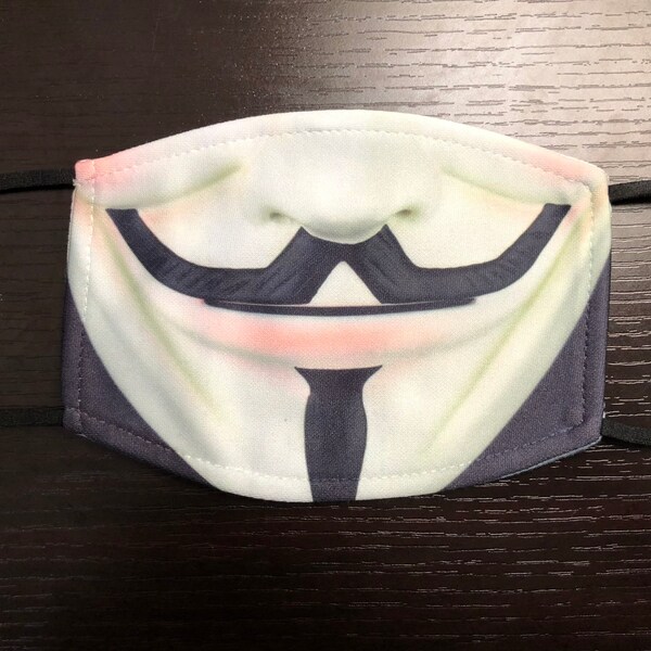 Anonymous Face Mask Washable Adjustable Filter Pocket Vendetta Hacker