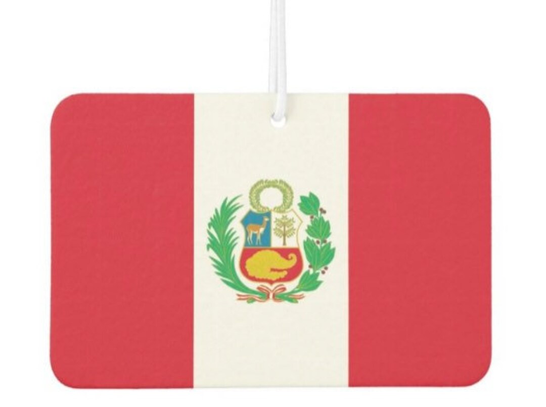 2 Pack Peru Flag Car Air Freshener Flags Freshie Aromatherapy Rearview Mirror Hanging Rear View