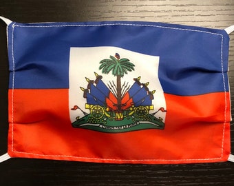 Haitian Flag Face Mask 2-Pack, Adjustable Cotton Fabric