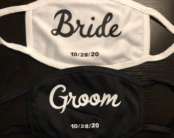 Bride Groom Face Mask Washable Cotton Custom Wedding Gift