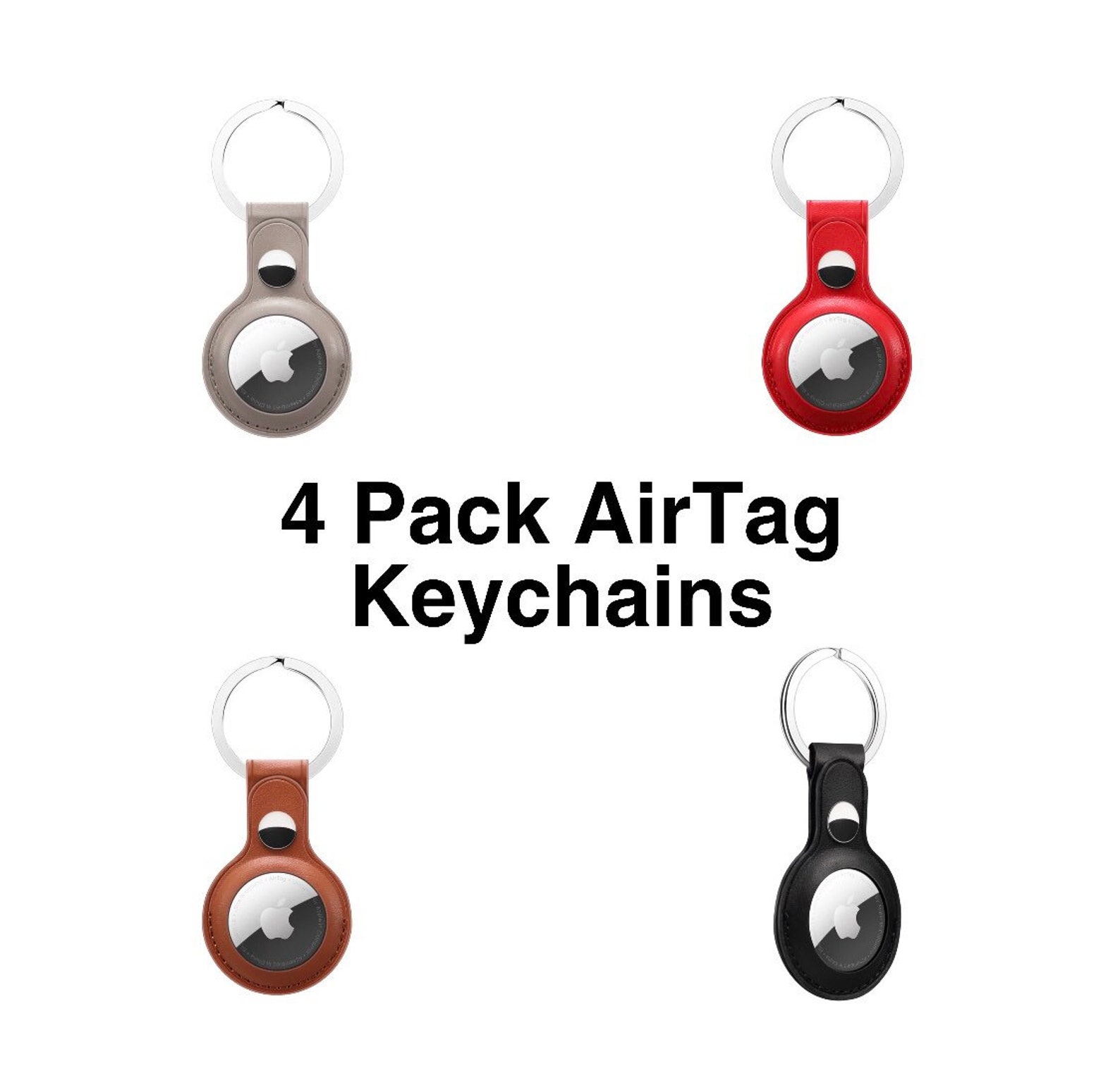 Premium 4 Pack Leather AirTag Keychains For Apple AirTags Key Etsy