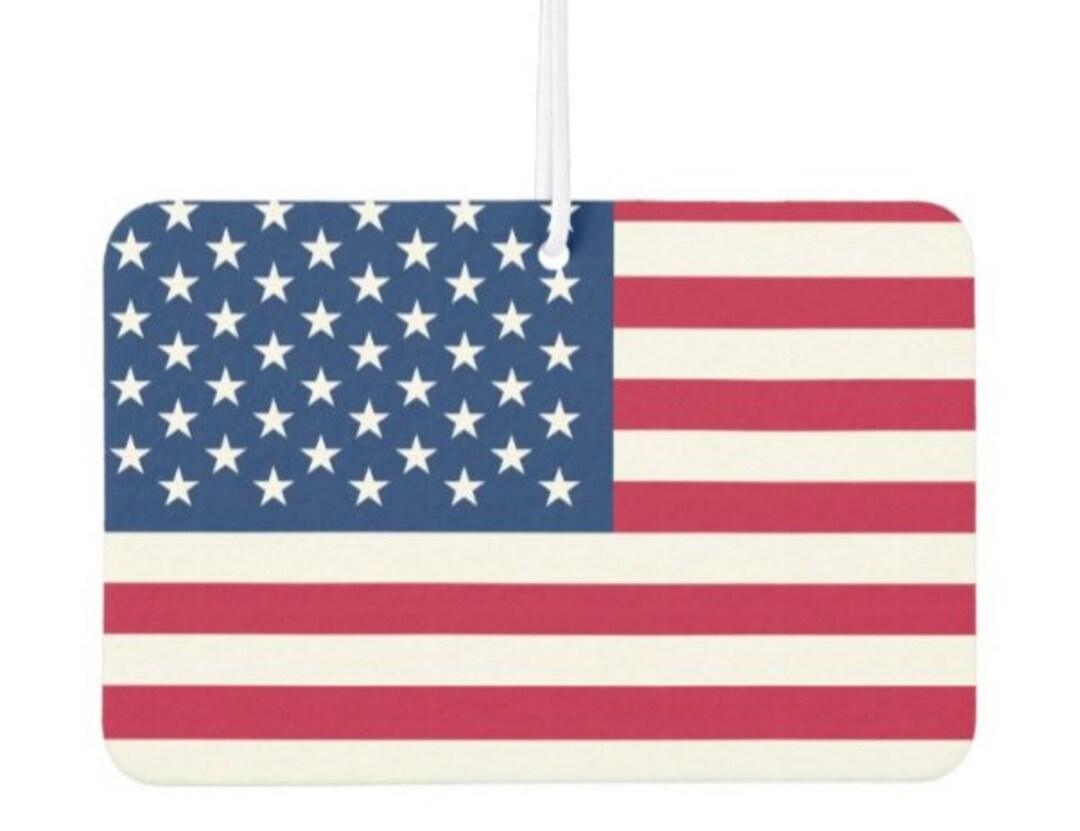 2 Pack USA American Flag Car Air Freshener Flags Freshie Aromatherapy Rearview Mirror Hanging