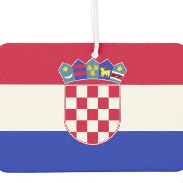 2 Pack Croatia Flag Car Air Freshener Flags Freshie Aromatherapy Rearview Mirror Hanging Rear View Hanger Croatian