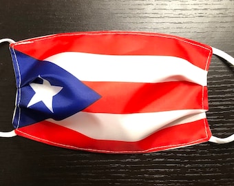 Mascherina con bandiera di Porto Rico - Cinghie elastiche regolabili (confezione da 2)