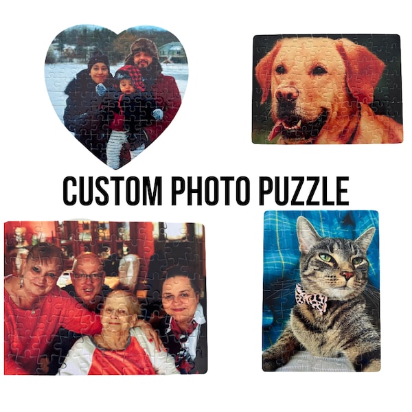 Custom Photo Jigsaw Puzzle Personalized Family Picture Dog Cat Anniversary Wedding Gift Valentine’s Day Gifts For Him Her Heart Shape Adult