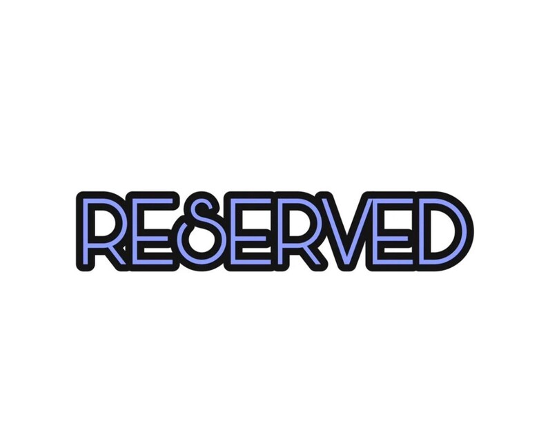May include: A blue and black outline of the word "RESERVED" in a bold, sans-serif font.
