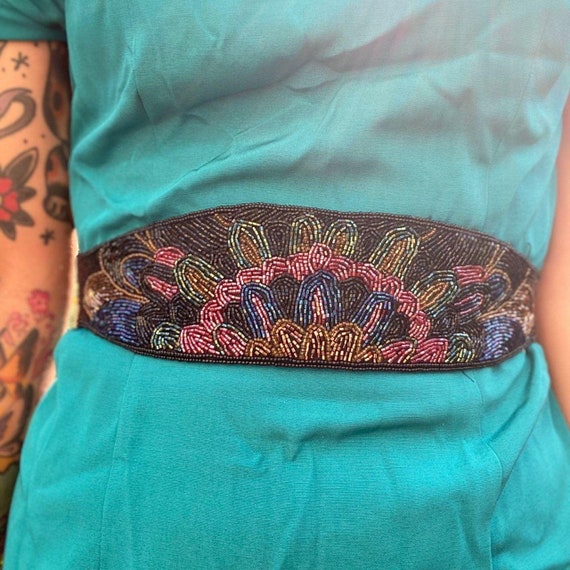 Vintage Beaded Velcro belt One size