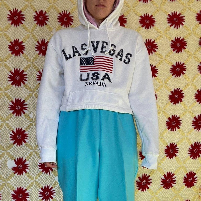 Las Vegas reworked cropped sweater hoodie medium one size