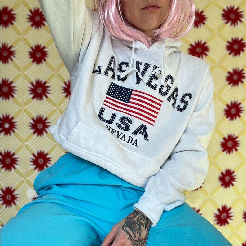 Las Vegas reworked cropped sweater hoodie medium one size