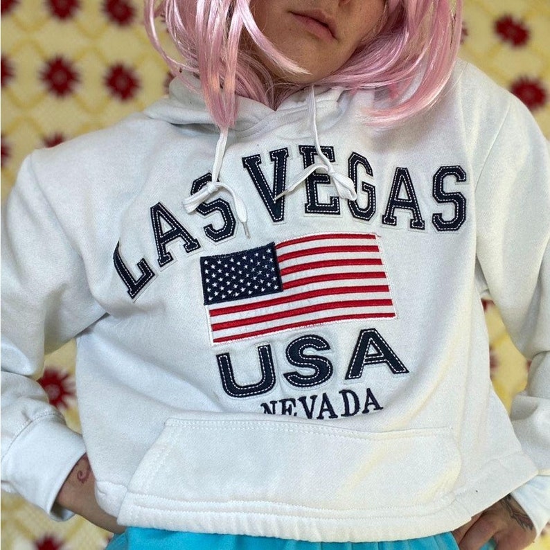 Las Vegas reworked cropped sweater hoodie medium one size