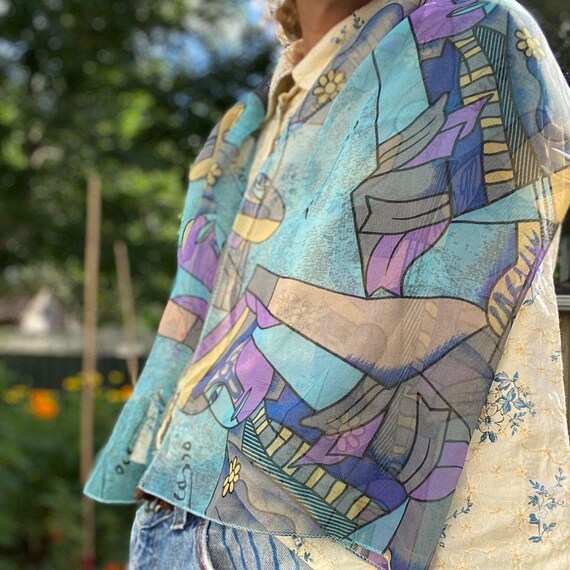 Blue purple y2k Picasso versatile neck hair scarf