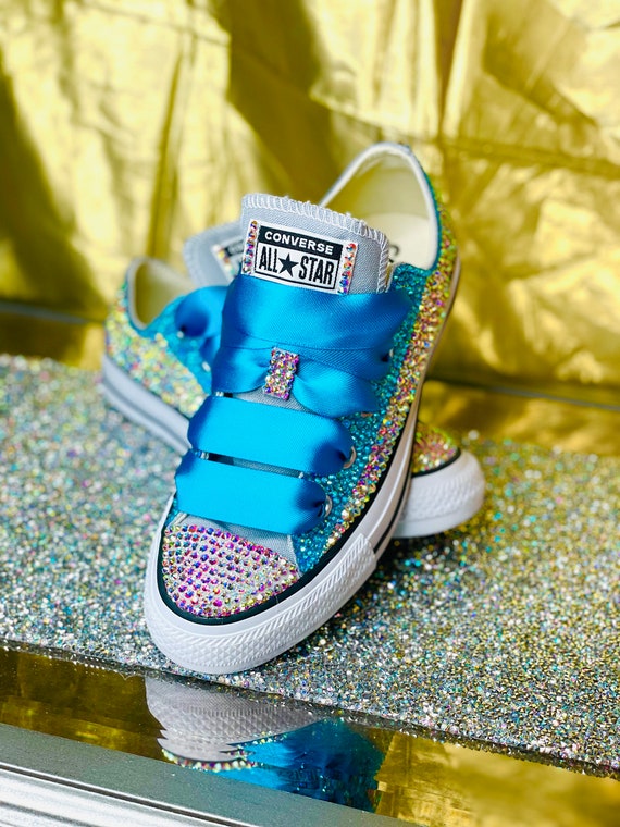 Mint green top bling converse