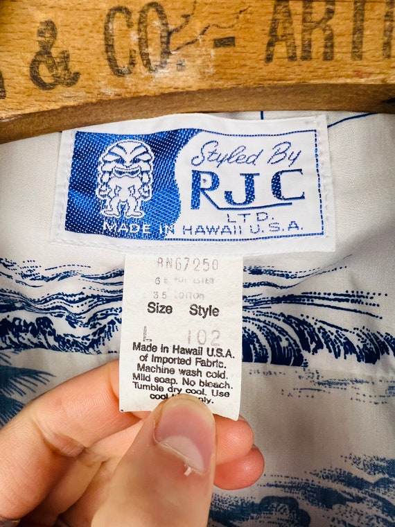 Vintage 1950’s/60’s RJC Brand Blue & White Hawaii… - image 10