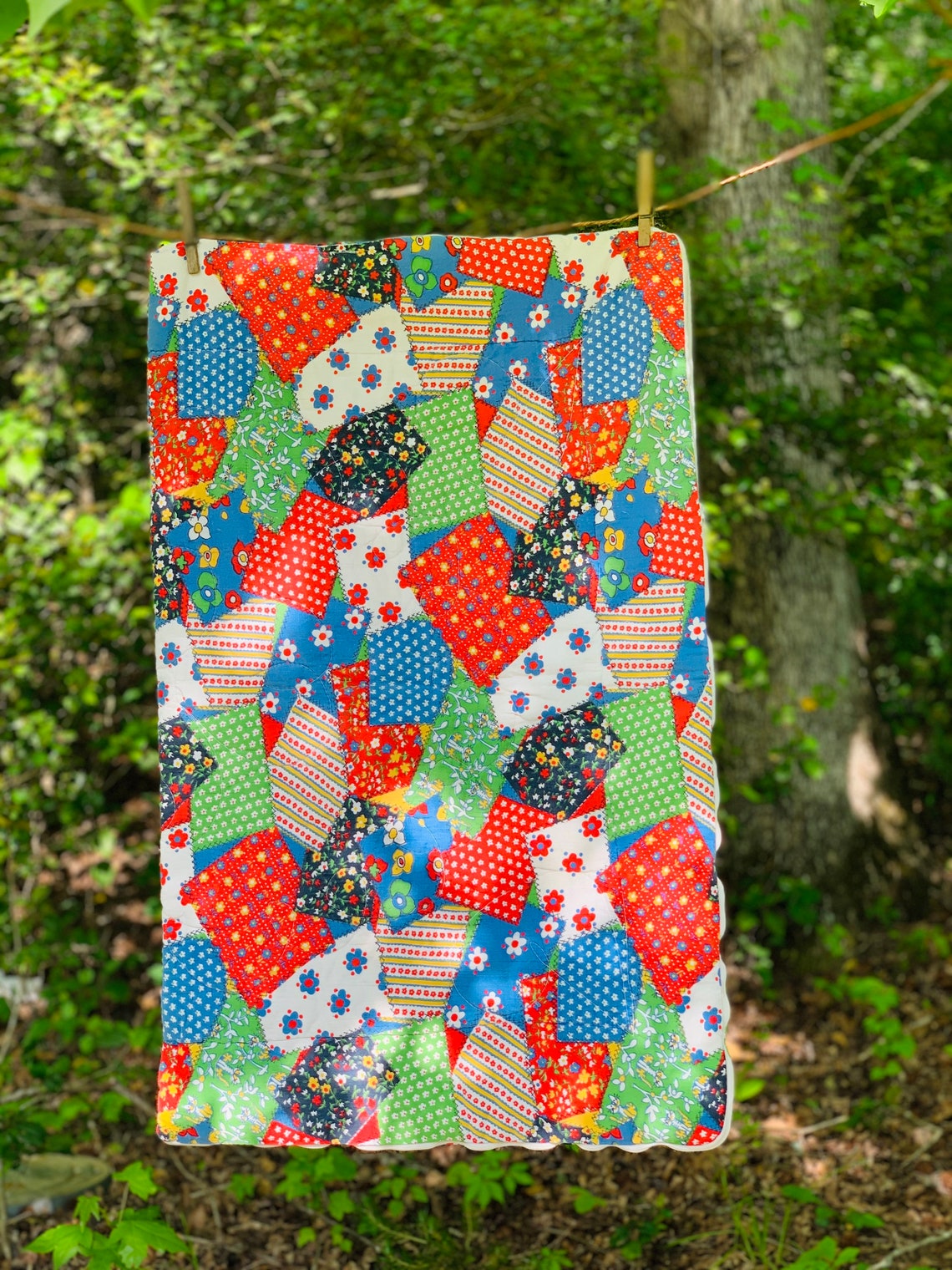 Vintage 1970s Patchwork Quilt Patterned Kids Sleeping Bag. Etsy