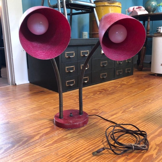 Vintage 1950 S Pink Double Gooseneck Fiber Glass Desk Etsy