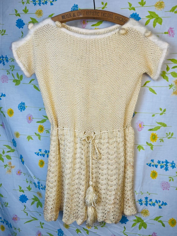 Vintage 1970’s Handmade Yellow Knit Felted Faux F… - image 6