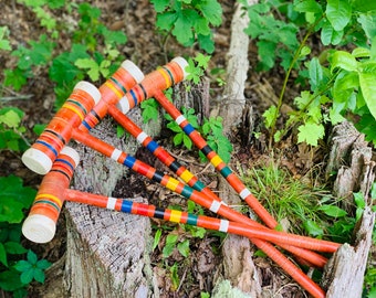 Vintage 1940’s/50’s Multi-Colored Croquet Clubs. Vintage Croquet. Vintage Games. Lawn Games. Outdoors. Sports. Wall Collage. Kids Room.