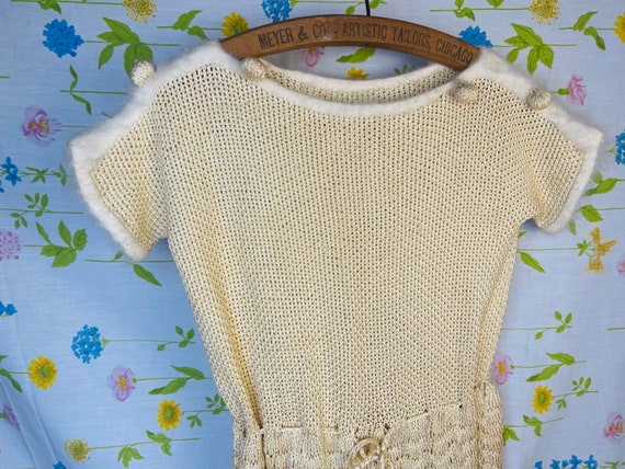 Vintage 1970’s Handmade Yellow Knit Felted Faux F… - image 8