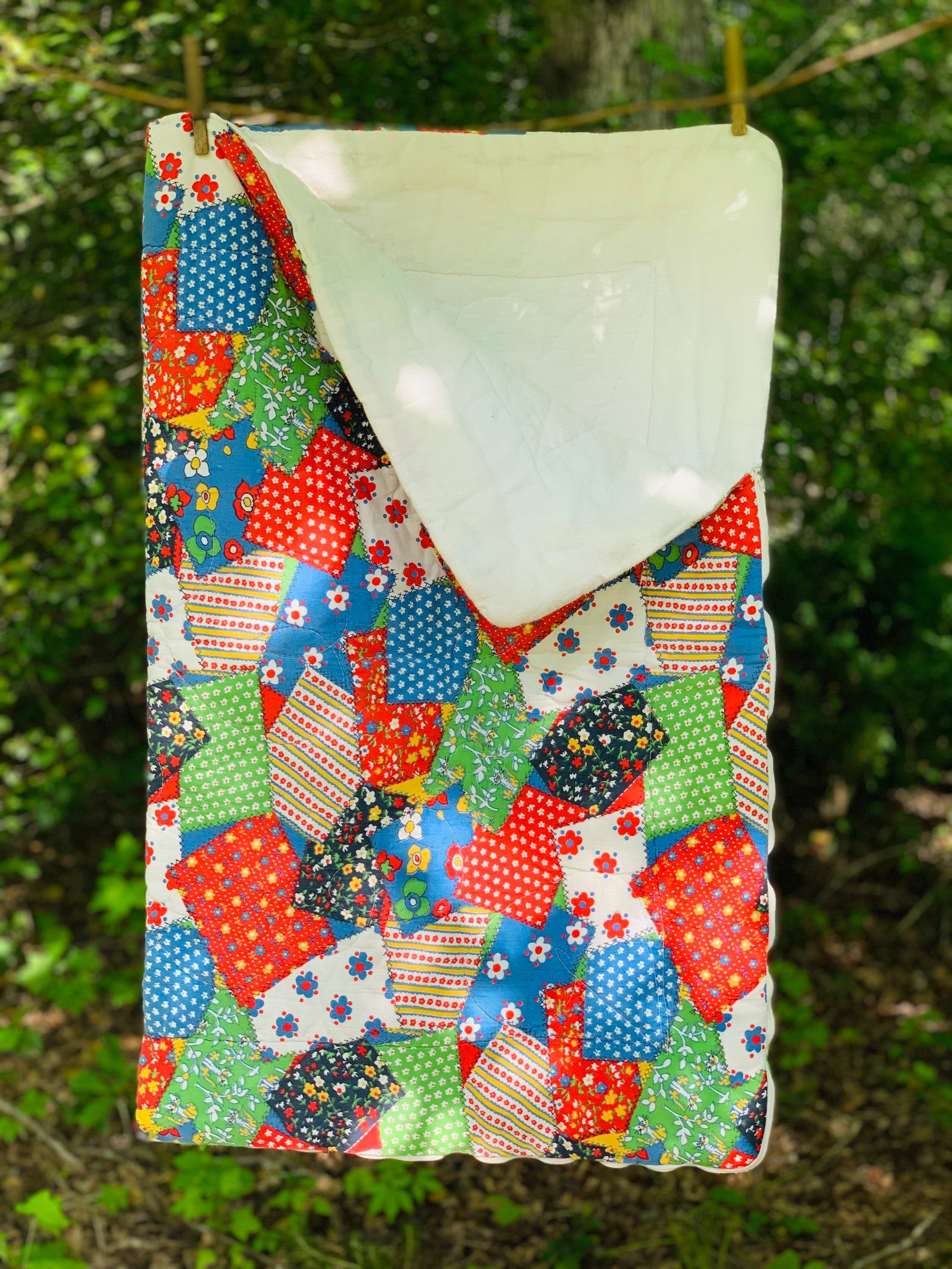 Vintage 1970s Patchwork Quilt Patterned Kids Sleeping Bag. Etsy