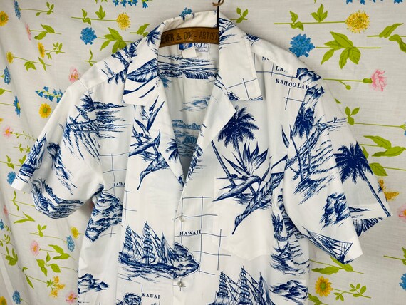 Vintage 1950’s/60’s RJC Brand Blue & White Hawaii… - image 8