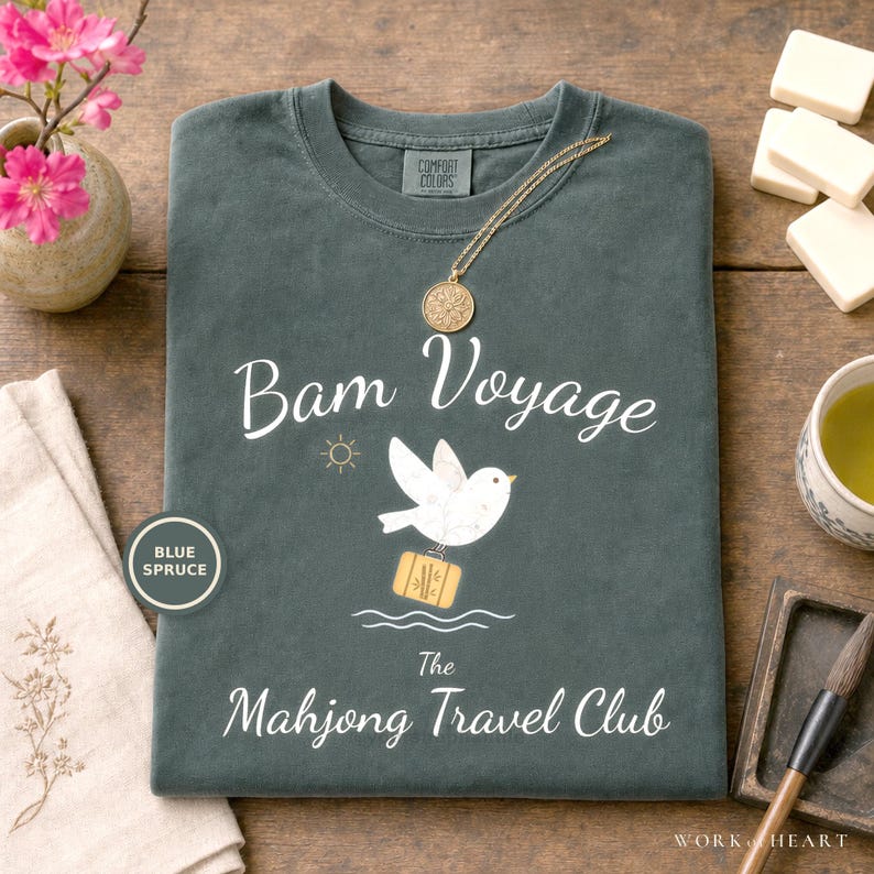 Mahjong Cruise Shirt, Comfort Colors Mahj at Sea, Coastal Girls Trip Vacation Tee, Travel Group Gift for Mom, Wife, Grandma or Friend Blue Spruce