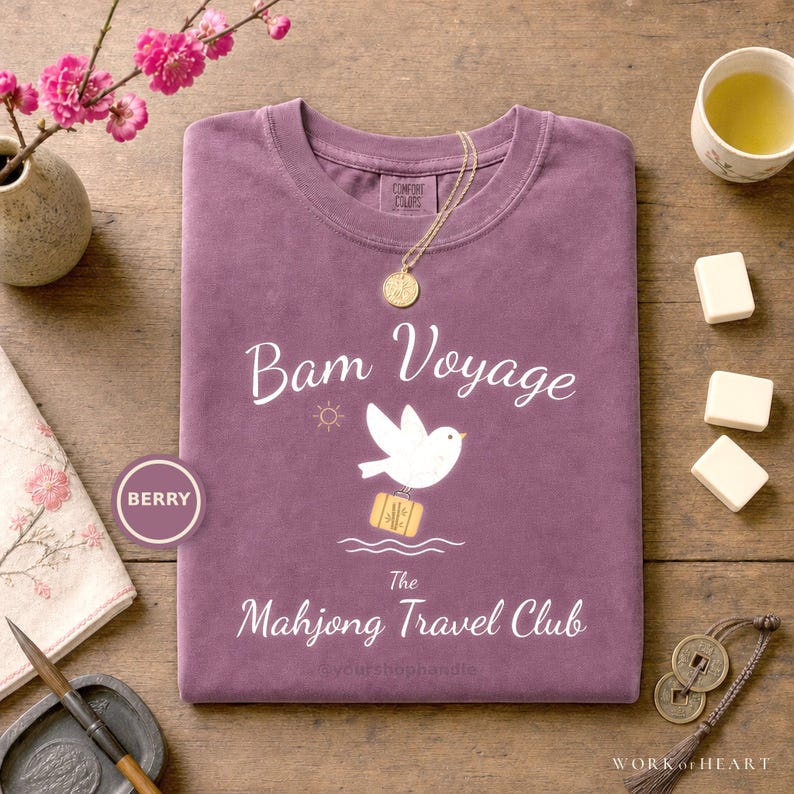 Mahjong Cruise Shirt, Comfort Colors Mahj at Sea, Coastal Girls Trip Vacation Tee, Travel Group Gift for Mom, Wife, Grandma or Friend Berry