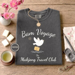 Mahjong Cruise Shirt, Comfort Colors Mahj at Sea, Coastal Girls Trip Vacation Tee, Travel Group Gift for Mom, Wife, Grandma or Friend Pepper