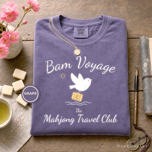Mahjong Cruise Shirt, Comfort Colors Mahj at Sea, Coastal Girls Trip Vacation Tee, Travel Group Gift for Mom, Wife, Grandma or Friend Grape