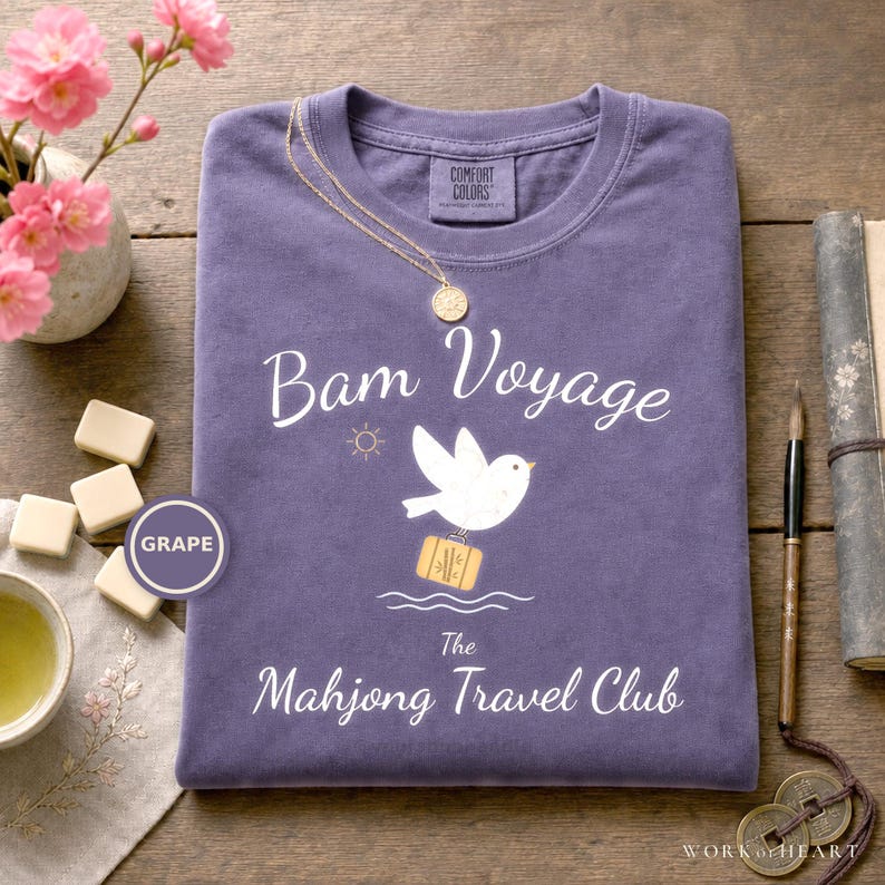 Mahjong Cruise Shirt, Comfort Colors Mahj at Sea, Coastal Girls Trip Vacation Tee, Travel Group Gift for Mom, Wife, Grandma or Friend Grape