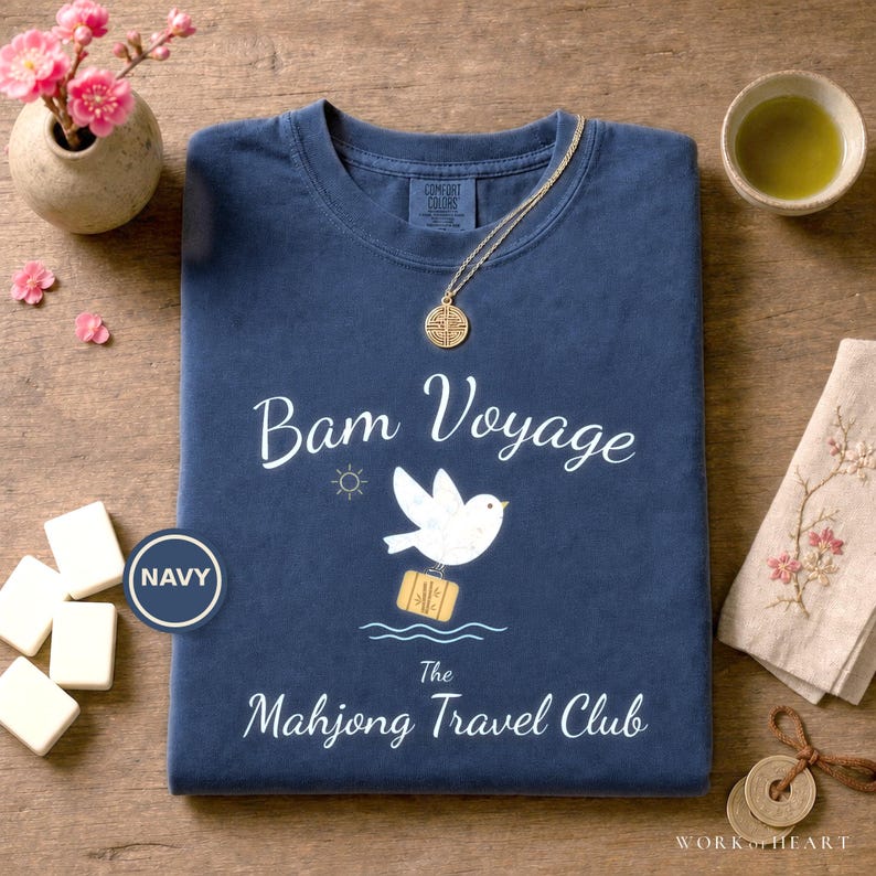 Mahjong Cruise Shirt, Comfort Colors Mahj at Sea, Coastal Girls Trip Vacation Tee, Travel Group Gift for Mom, Wife, Grandma or Friend Navy