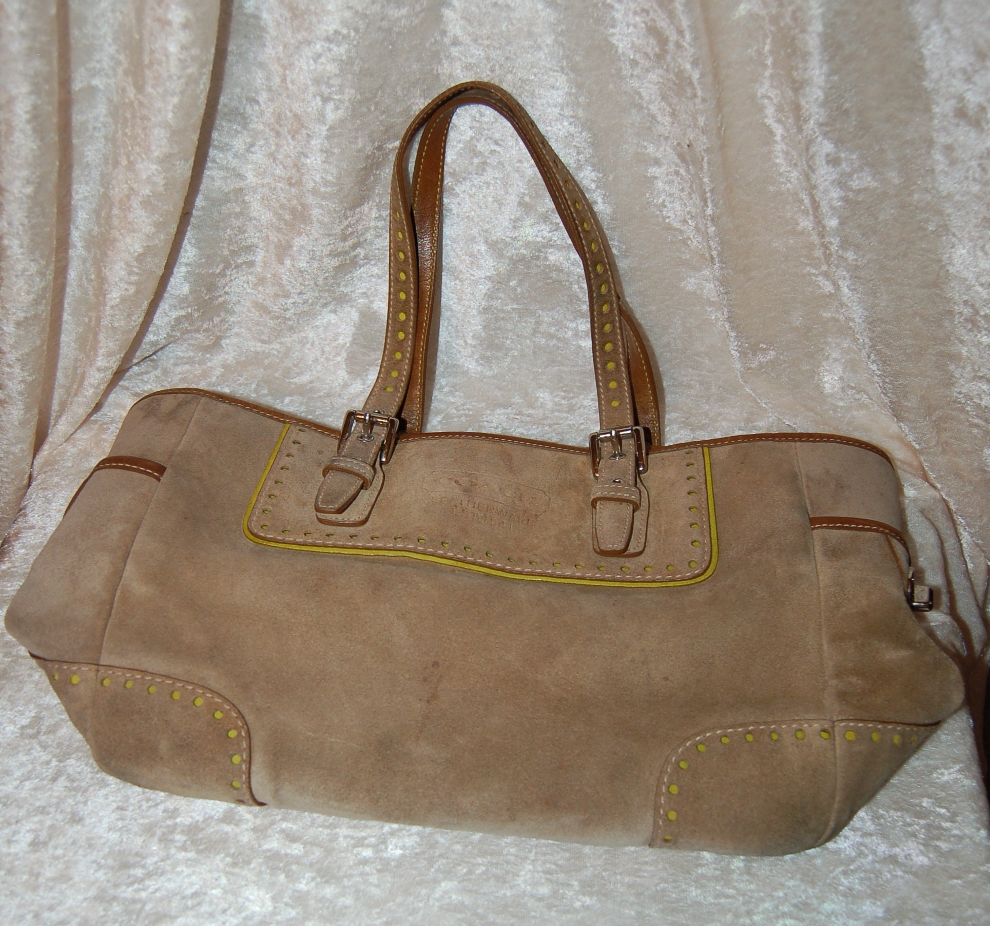 Vintage Coach No. G04Q 1430 Buckskin Suede Leather Purse With Light Green Lining Etsy