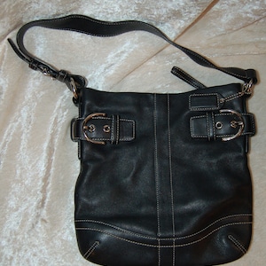 VINTAGE COACH Black Leather Soho Slim Duffle Convertible Shoulder Bag Crossbody #1453