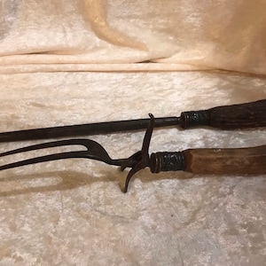 Vintage Real Stag Deer Horn Knife Sharpening File & Carving Fork Pair