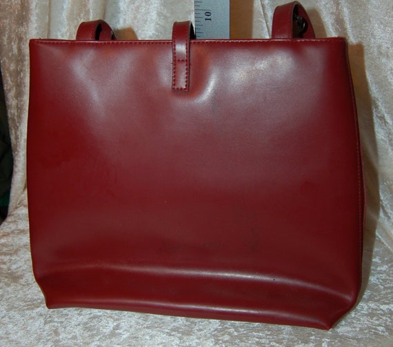 Guess Burgundy Leather Handbag Top Handle Bag Pur… - image 4