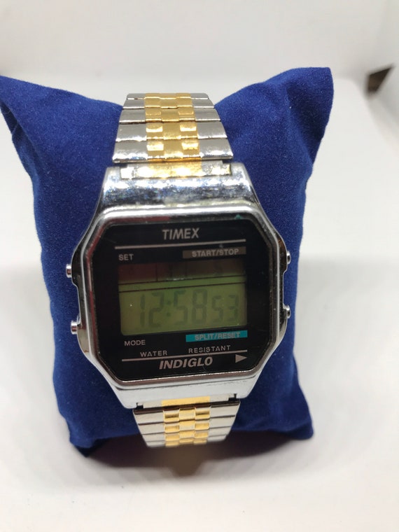 Vintage Two Tone Timex Indiglo Digital Watch