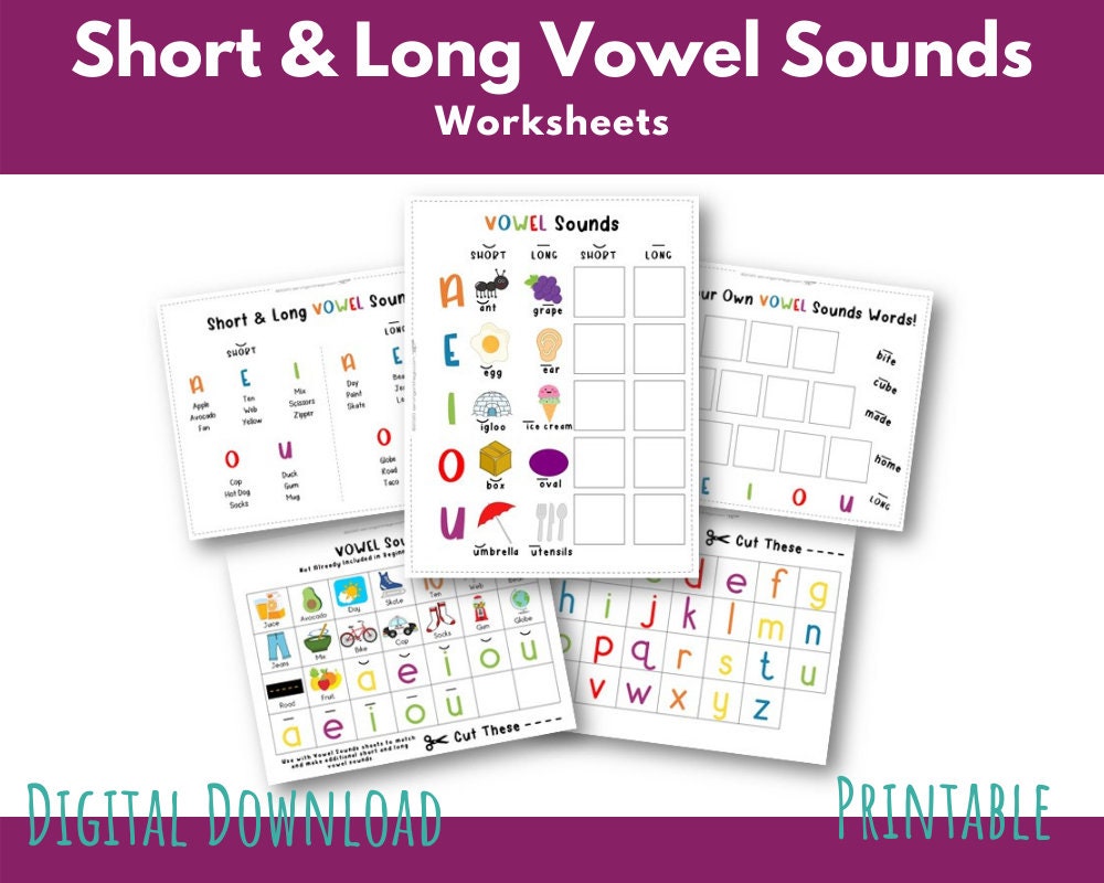 vowel sounds printable preschool kindergarten classroom etsy