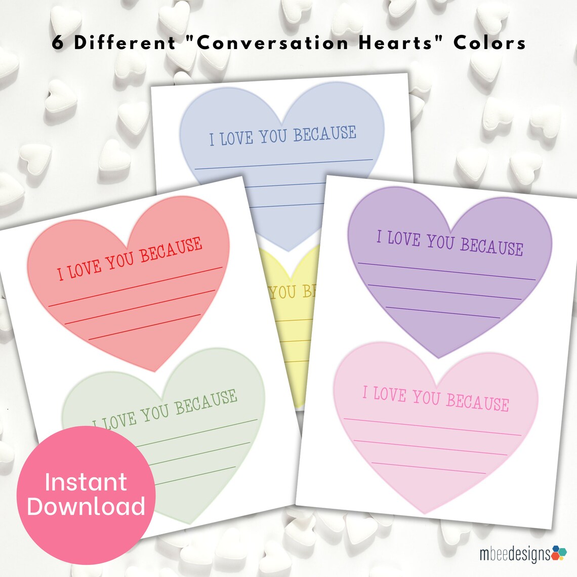 Valentine's Day Conversation Hearts Notes Printable Love Etsy