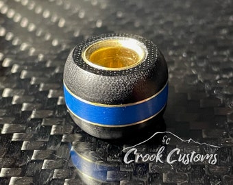 Cordón de paracord de micarta hecho a mano: micarta negra, G10 azul, latón