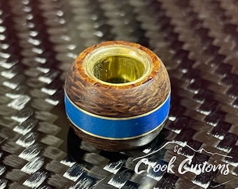 Handmade Burlap Micarta and Blue G10 Paracord Lanyard Bead with Brass