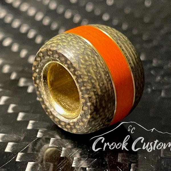 Olive Drab Green Micarta And Orange G10 with Brass EDC Paracord Lanyard Bead hand made in the USA