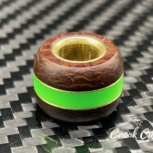 Burlap Micarta Paracord Lanyard Bead: Green Glow and Brass