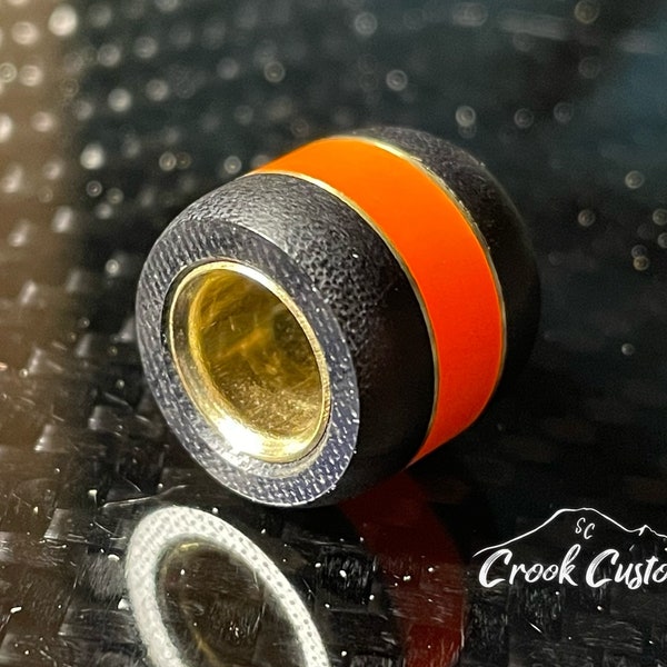 Schwarze Micarta, Glow in the dark Orange und Messing EDC Paracord Lanyard Bead handgemacht in den USA