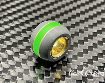 Handmade Green Glow-in-the-Dark Paracord Lanyard Bead: Gray G10 and Brass