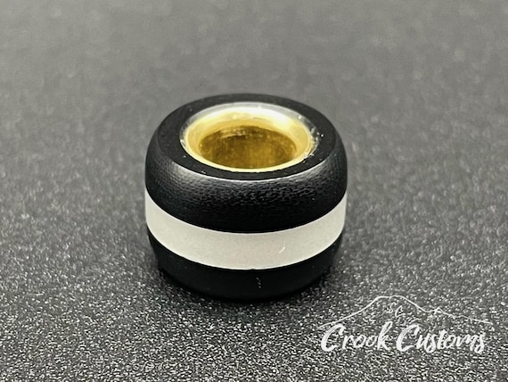 Handmade Black Micarta Paracord Lanyard Bead, White Glow and Brass