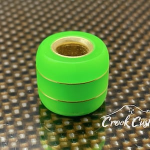 Green Glow in the Dark Paracord Lanyard Bead made of Glow Resin and Brass.  Made in the USA.