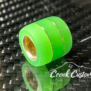 Green Glow in the Dark Paracord Lanyard Bead made of Glow Resin and Brass.  Made in the USA.