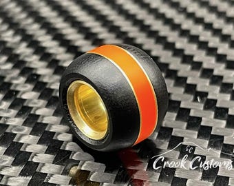 Cuenta de cordón de paracord de micarta negra hecha a mano, brillo naranja y latón