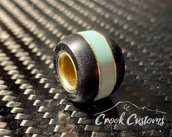Handmade Micarta Paracord Lanyard Bead: Black Micarta, Jewelers Blue G10, and Brass