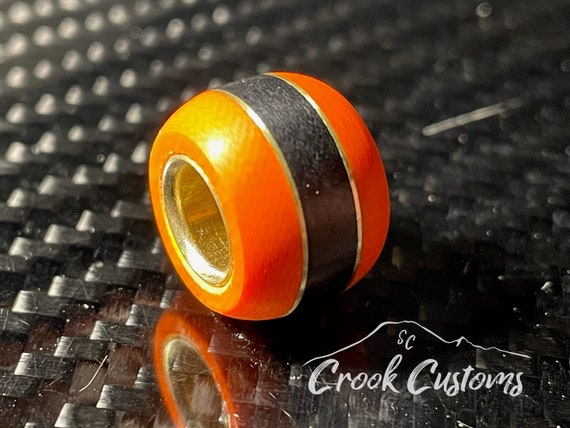 Handmade EDC Paracord Bead: Black Micarta, Orange G10, Brass