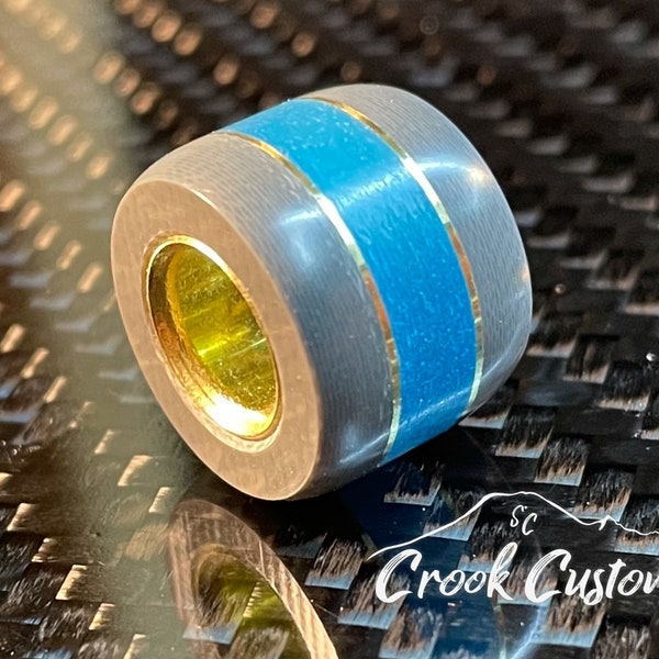 Gray G10, Glow in the dark blue,  and Brass EDC Paracord Lanyard Bead hand made in the USA